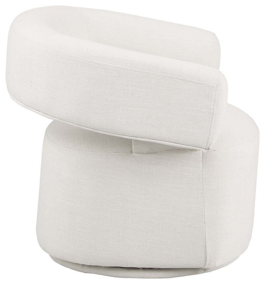 Niya Linen Textured Fabric Upholstered Swivel Accent Chair, Cream