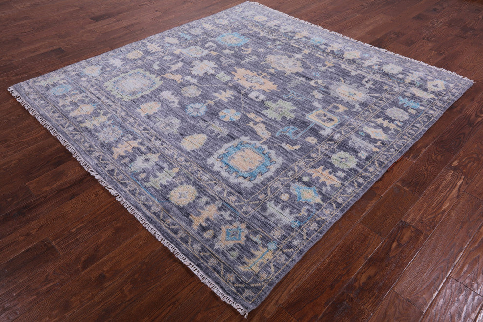 7' Square Turkish Oushak Handmade Wool Rug - Q13468