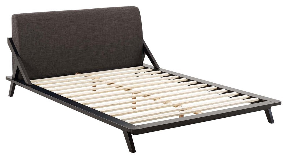 Luella Queen Upholstered Fabric Platform Bed, Walnut Brown