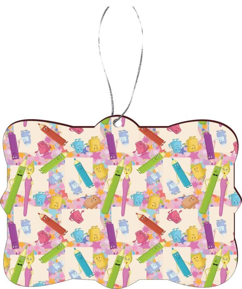 Stationery Family Pink Background Design Rectangle Christmas Tree Ornament
