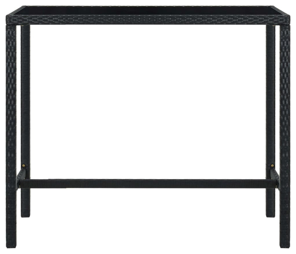 vidaXL Patio Bar Set 7 Piece with Cushions Poly Rattan Black Garden Chair