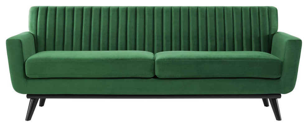 Tufted Sofa, Velvet, Green, Modern, Living Lounge Room Hotel Lobby Hospitality