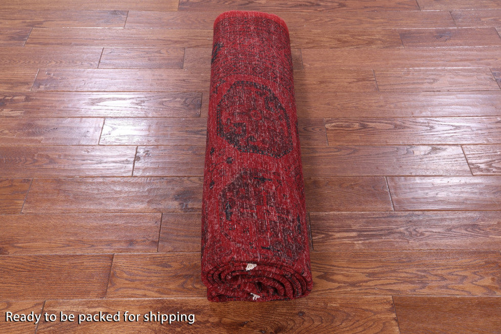 6' 10" X 9' 5" Handmade Bokhara Full Pile Overdyed Wool Rug - Q12745