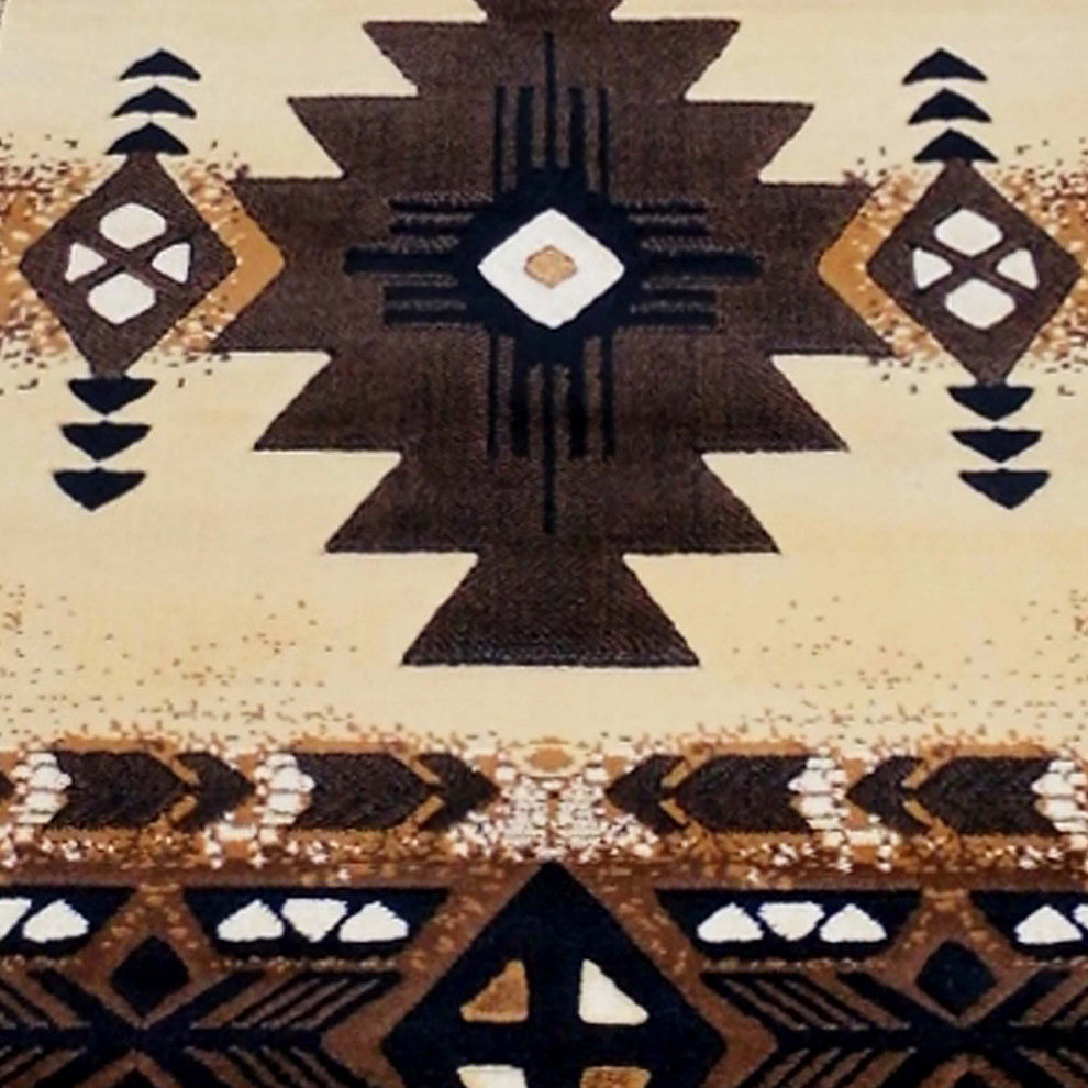 Angie Collection Runner 3' x 16' Brown Traditional Southwestern Style Area Rug