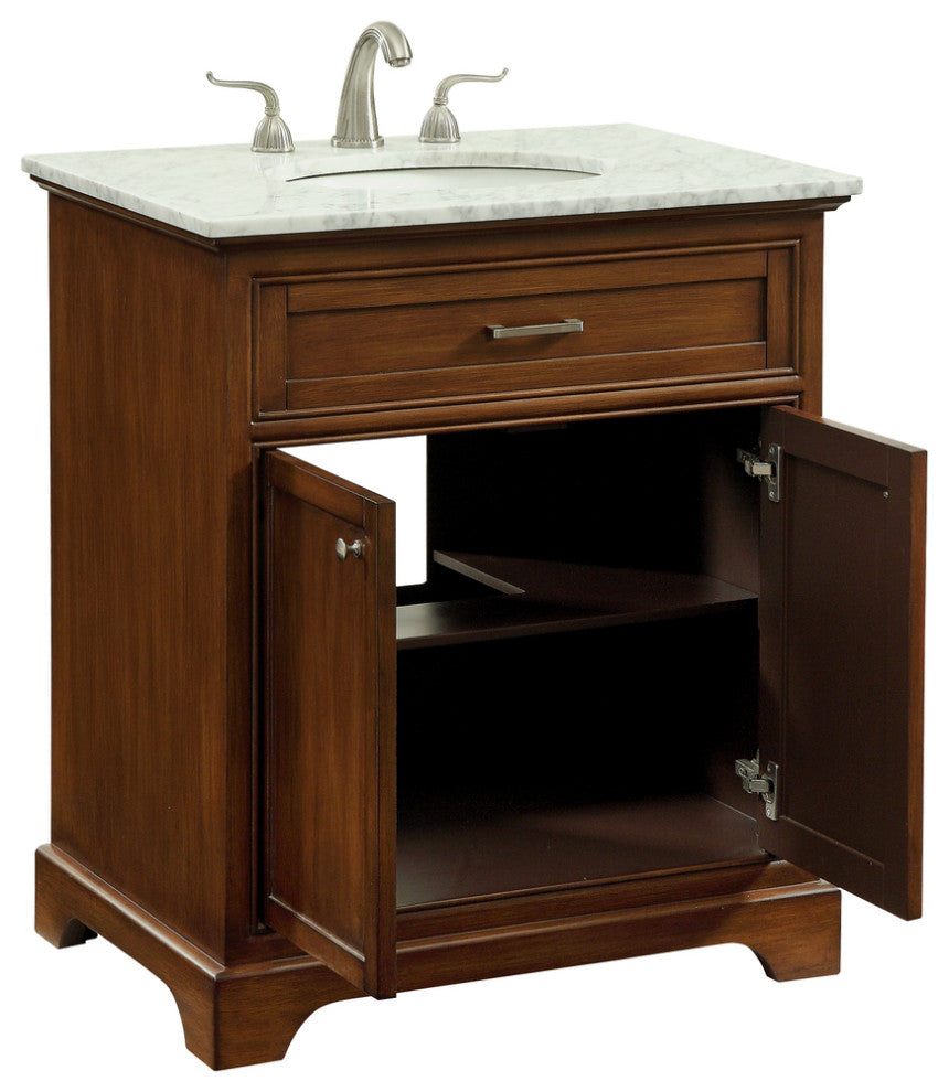 Amber Single Bathroom Vanity, Blue, Teak, 30"