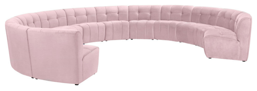 Limitless Velvet Upholstered 12-Piece Modular Sectional, Pink
