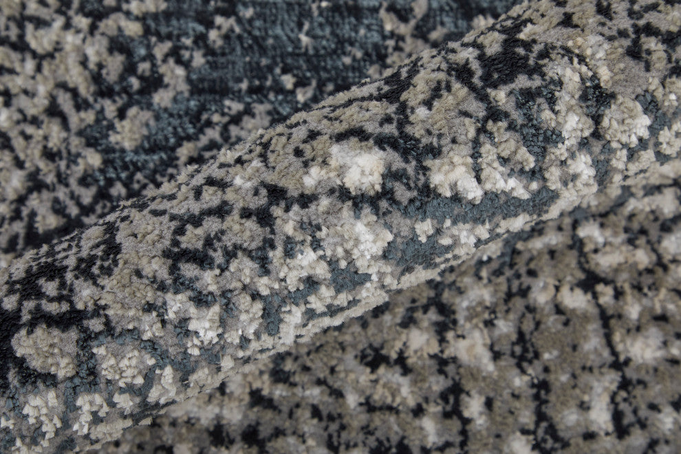 Orin Modern Abstract, Ivory/Gray/Blue, 3'11"x6' Accent Rug