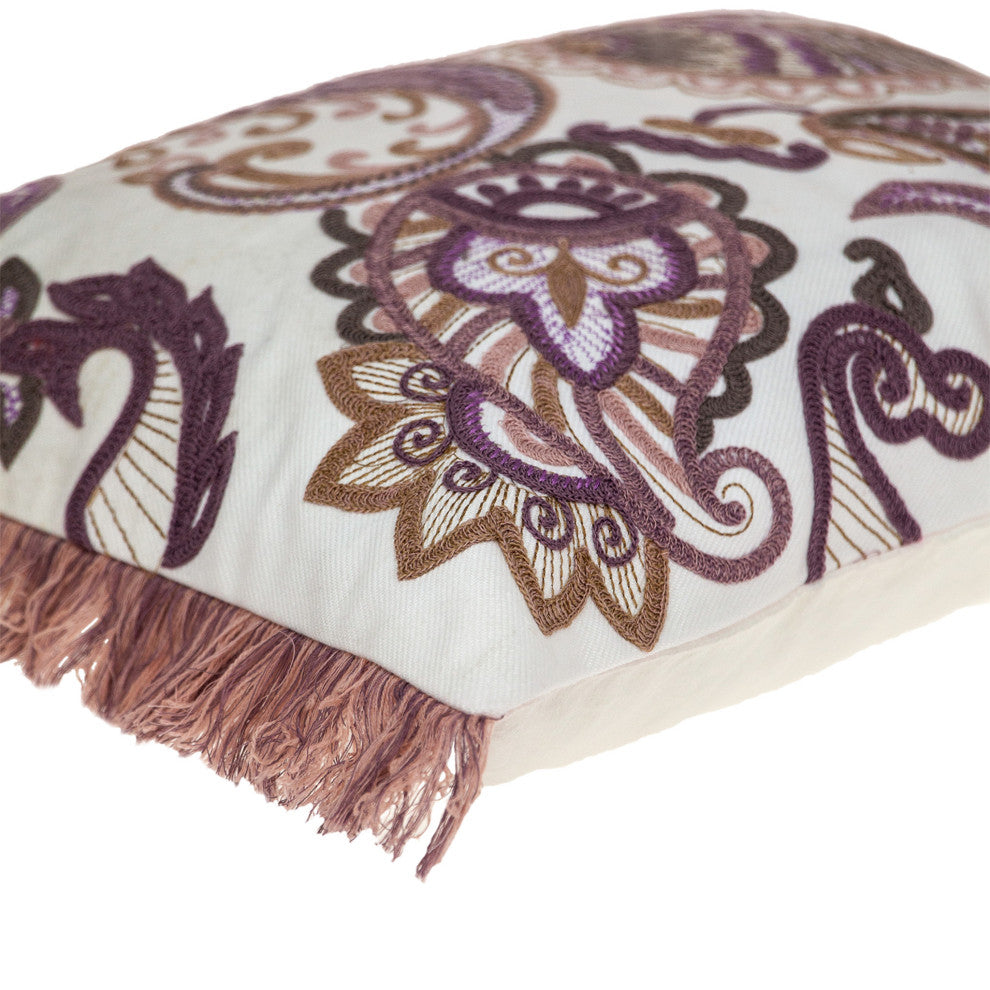 14"x20" White Cotton Throw Pillow