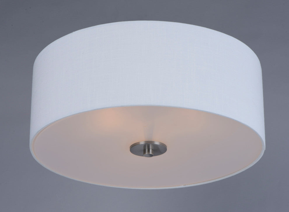 Maxim 10010 Bongo 18"W 3 Light Fabric Drum Ceiling Light - Satin Nickel