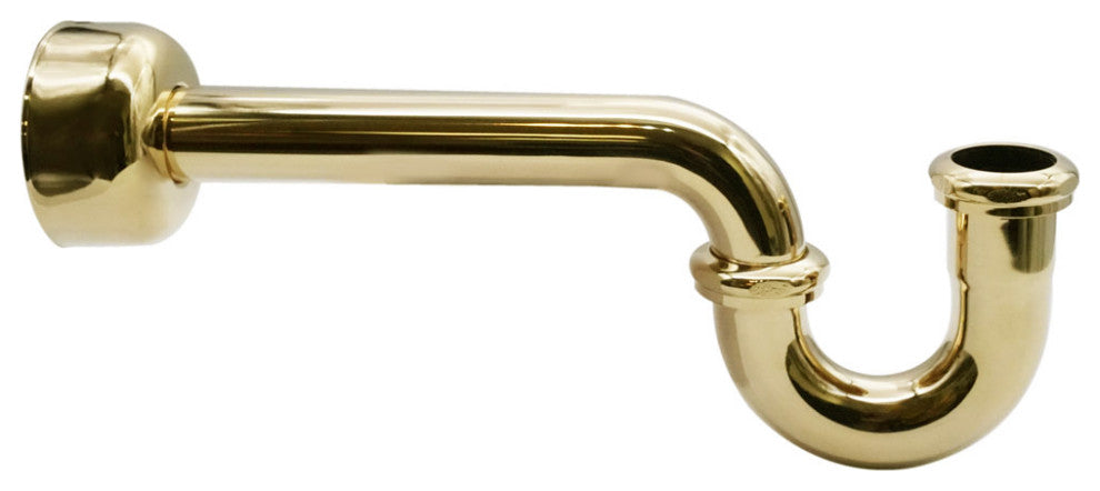 1.25" X 1.25" P-Trap With High Box Flange In Polished Brass, Polished Brass