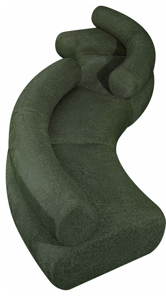 Bale Cream Chenille Fabric Modular Sofa, Green, 4-Piece, S-Shaped