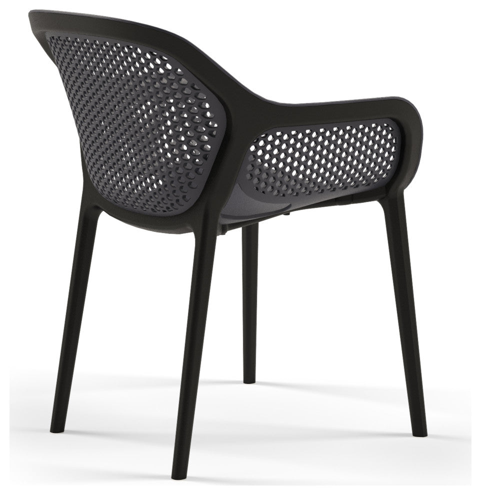 Atra Patio Dining Side Chair, Set of 2, Anthracite Black