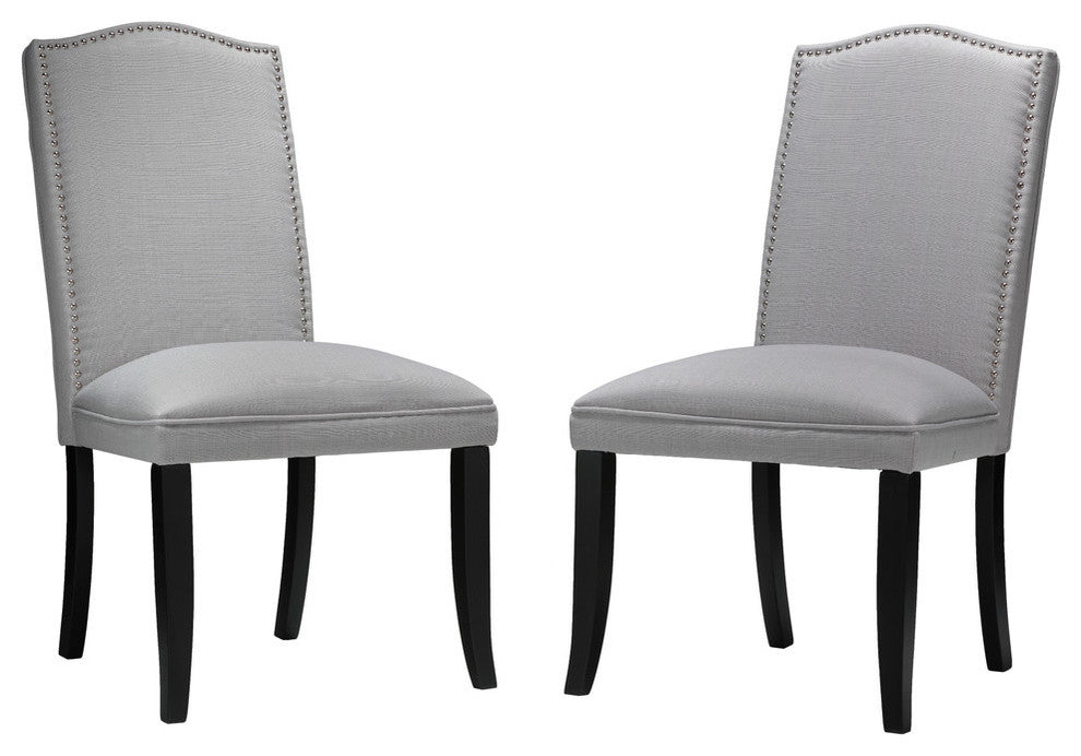 Cortesi Home Duomo Linen Crown Back Dining Chair, Set of 2, Stone Gray