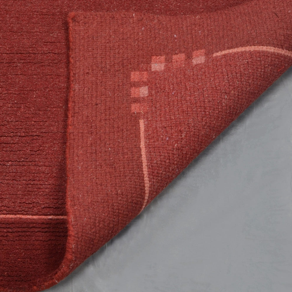 Hand Knotted Tibbati Wool Area Rug Contemporary Dark Red