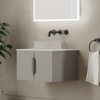 Modern Rectangular Bathroom Countertop Shelf, White Solid Surface, 30"