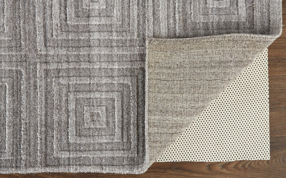 Weave & Wander Tatem Minimal Viscose Rug, Beige/Gray, 9' x 12' Rug