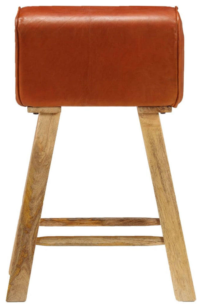 vidaXL Bar Chairs 2 pcs Real Leather and Solid Mango Wood