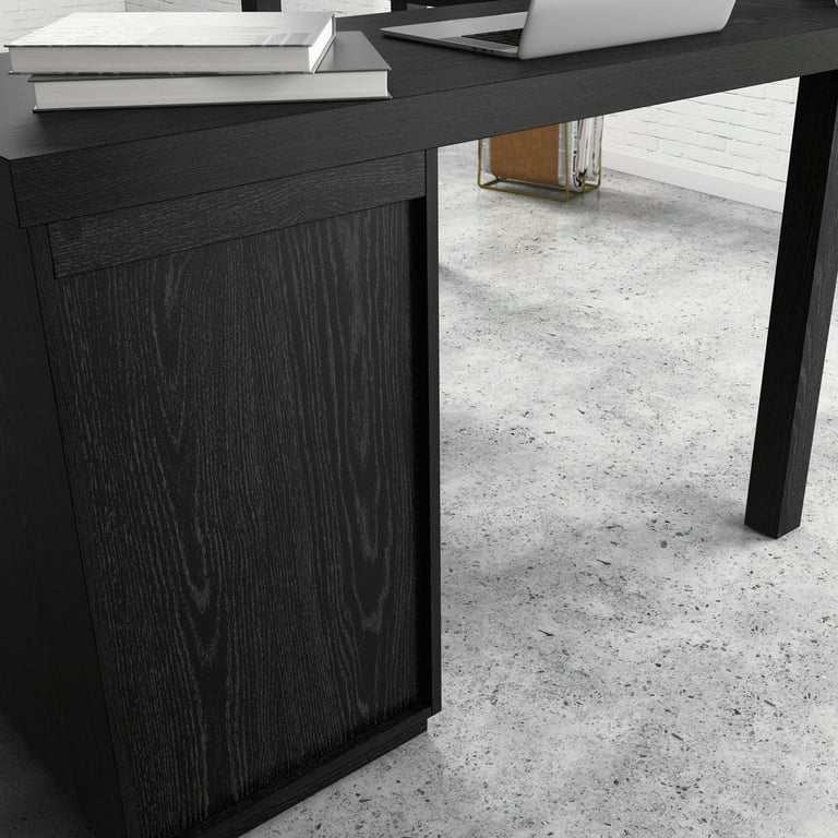 L-Shaped Desk, Large Top & Full Extension Handless Storage Drawers, Bourbon Oak