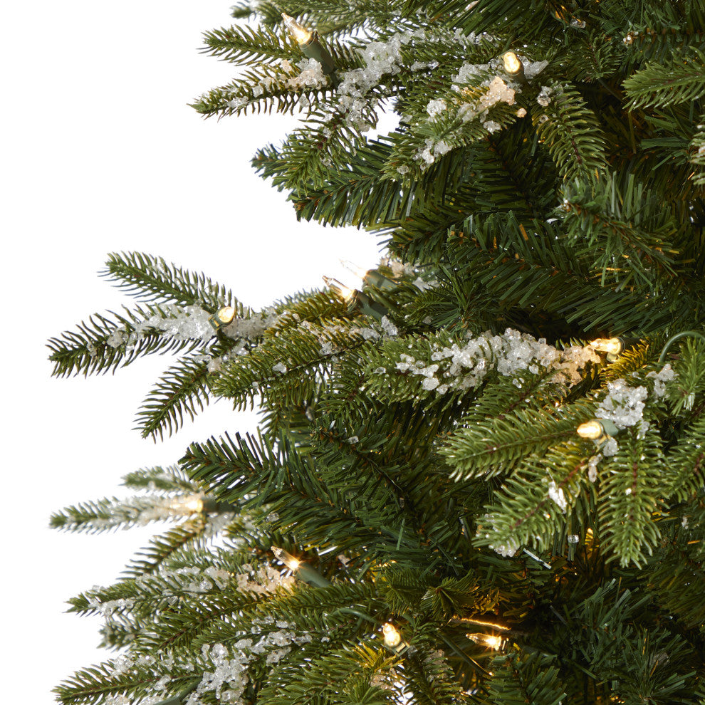 7' Snowed Grand Teton Faux Xmas Tree W/500 Clear Lights & 1050 Bendable Branches