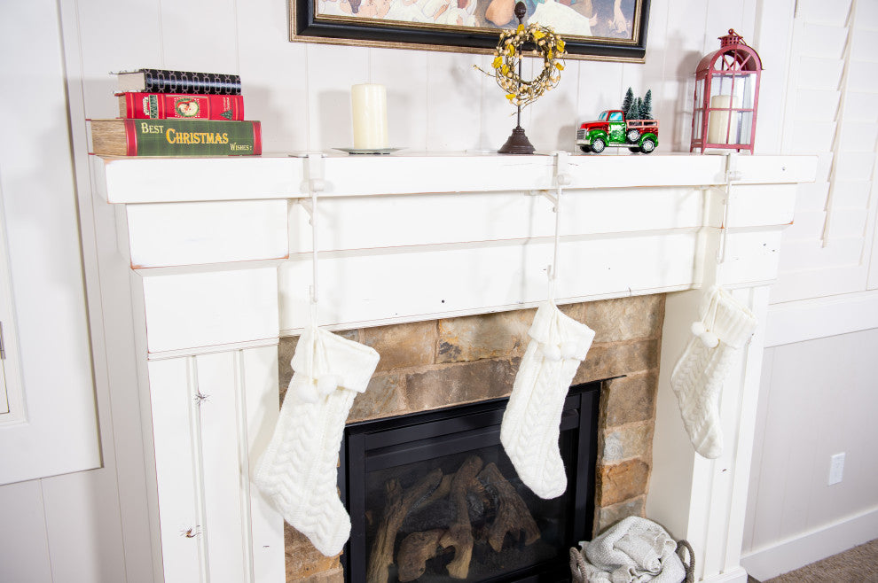 Garland and Christmas Stocking Holder for Mantle, 3-Pack, White