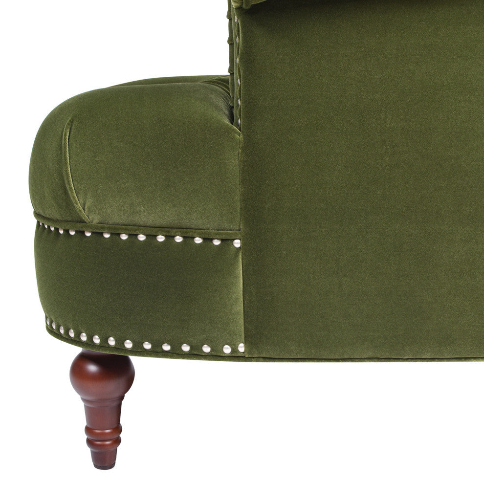 La Rosa 42" Chesterfield Tufted Accent Chair, Olive Green Performance Velvet
