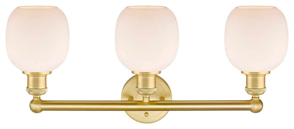 Belfast 3-Light 24" Bath Vanity Light, Satin Gold, Matte White