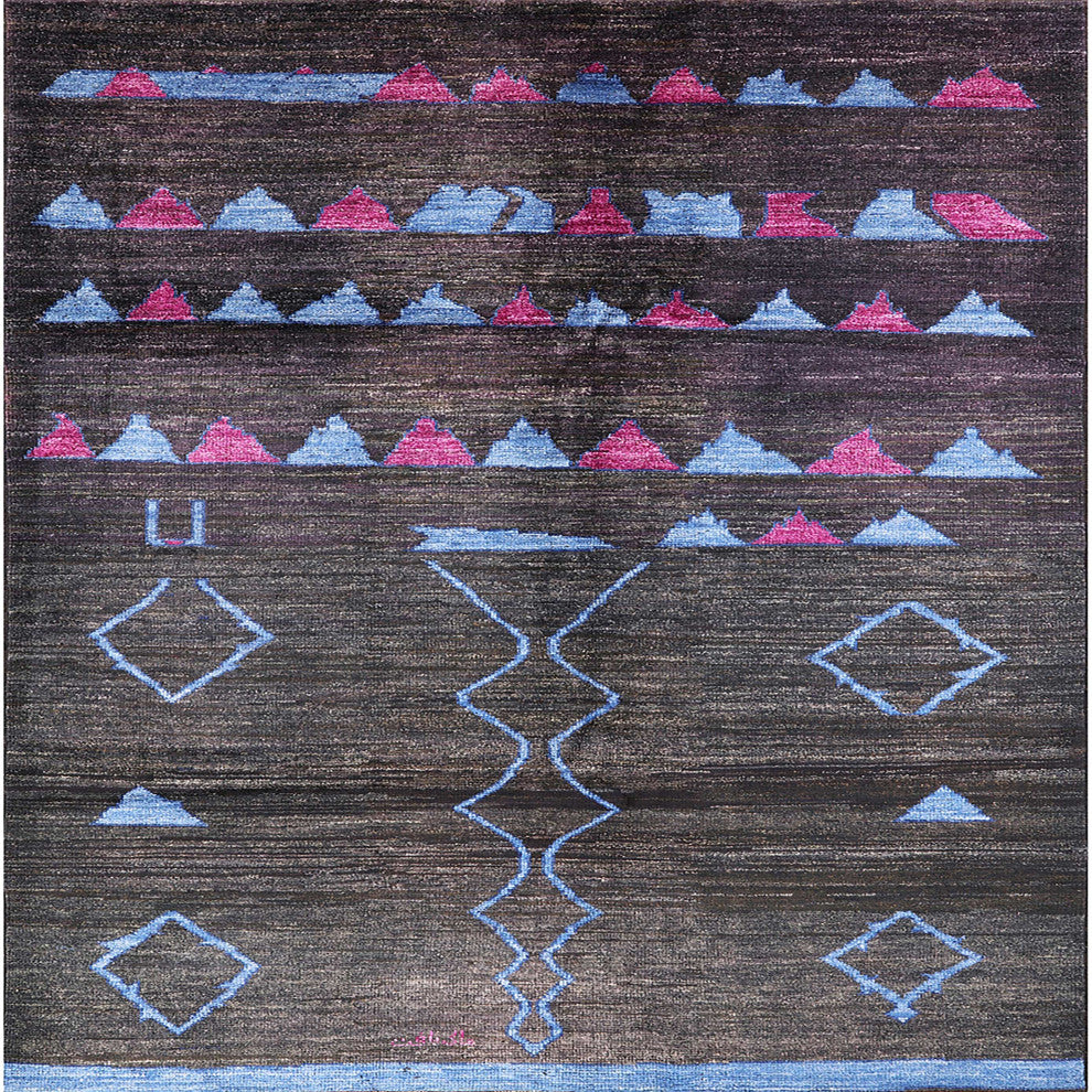 Ahgly Company Indoor Square Mid-Century Modern Area Rugs, 7' Square