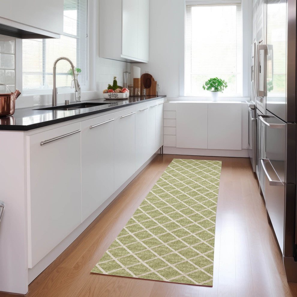 Indoor/Outdoor York YO1 Aloe Machine Washable 2'3" x 10' Rug
