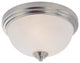 Chelsey 2 Light Flush Mount, Brushed Nickel With White Swirl Glass