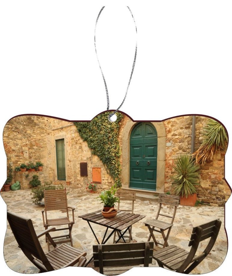 Italian Backyard In Tuscany Design Rectangle Christmas Tree Ornament