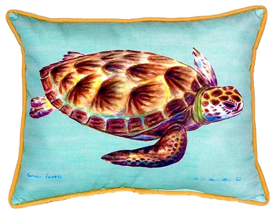 Green Sea Turtle - Teal Extra Large Zippered Pillow 20x24