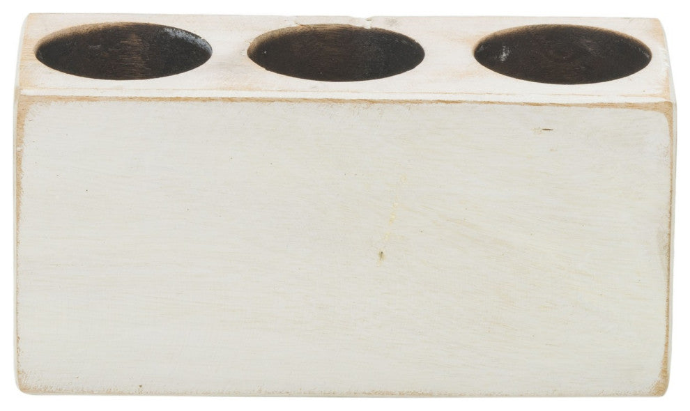 Distressed White 3 Hole Sugar Mold Candle Holder