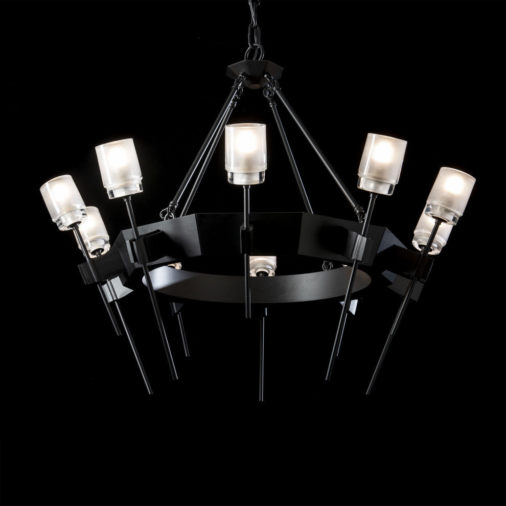 Echo 10-Light Circular Chandelier - Black - Cast Glass
