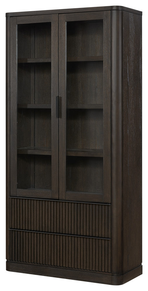 Contemporary Style, Wood Dining Display Cabinet, Dark Chocolate
