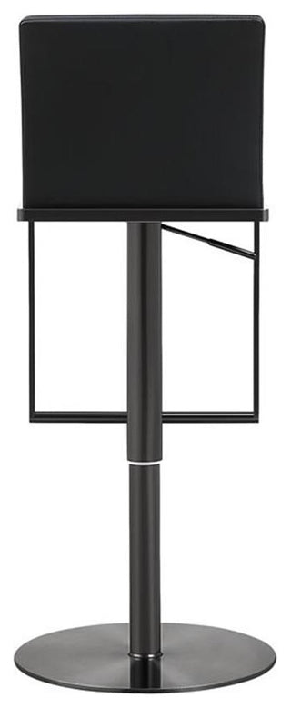 Maklaine 32.3" Contemporary Steel/Leather Barstool in Black Finish