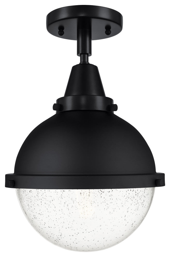 Innovations 447-1C-BK-HFS-84-BK Hampden 1 Light 9" Flush Mount, Matte Black