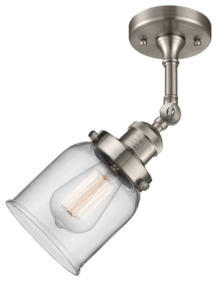Small Bell 5" Semi-Flush Mount, Brushed Satin Nickel, Glass: Clear
