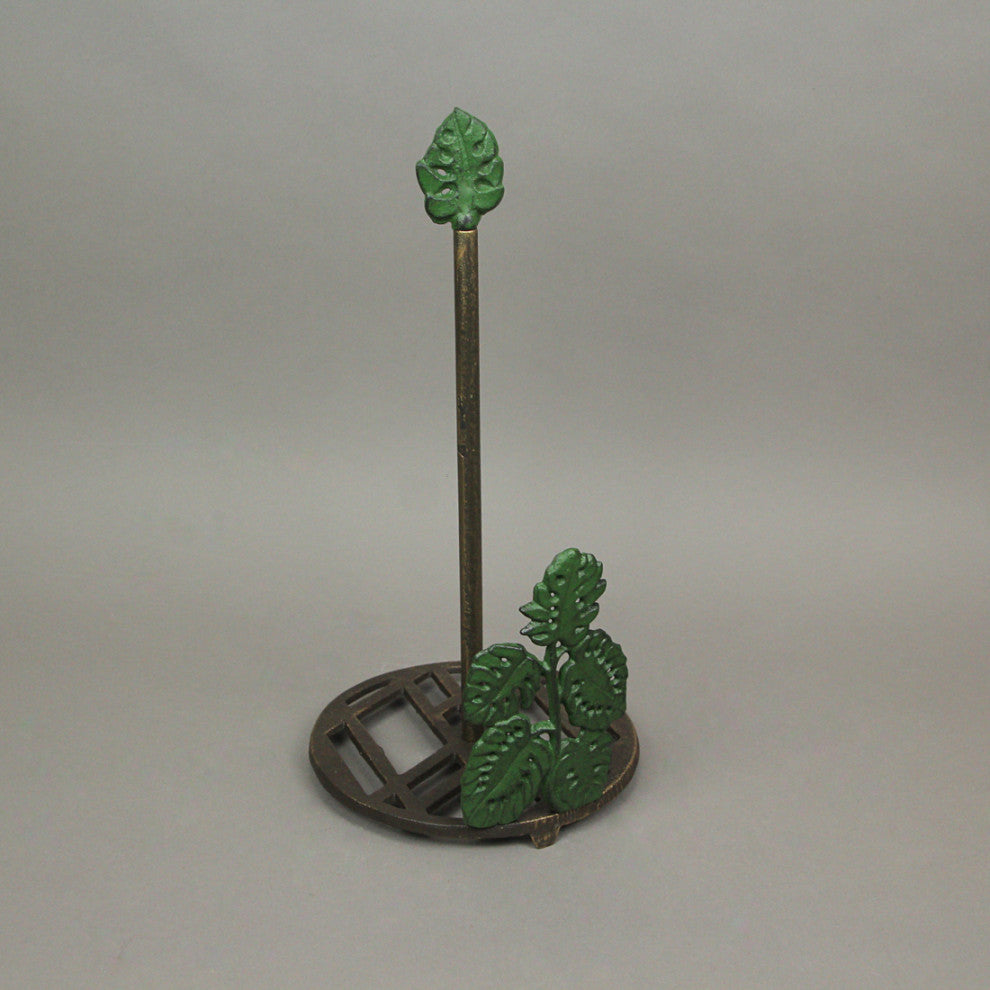 Cast Iron Monstera Leaf Paper Towel Holder Countertop Beach Themed Kitchen Deco