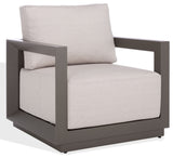 Safavieh Couture Donaldo Aluminum Outdoor Chair, Dark Grey/Beige