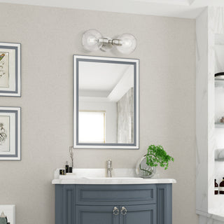 Downtown 2 Light Brushed Nickel Sphere Vanity Sconce