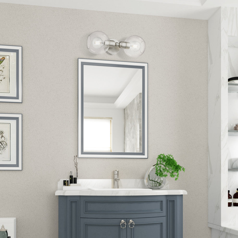 Downtown 2 Light Brushed Nickel Sphere Vanity Sconce