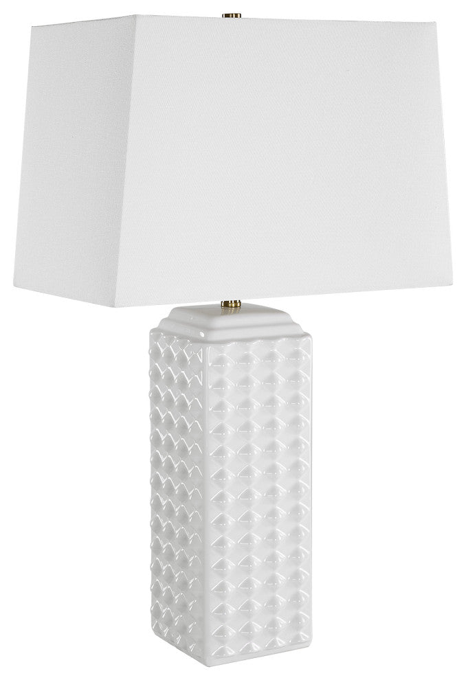 Contemporary 15" x 25" Ceramic Gloss White Ceramic Lamp