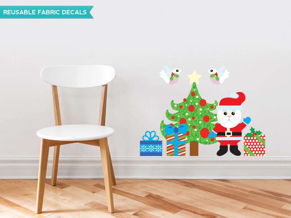Christmas Tree Fabric Wall Decal With Santa and More