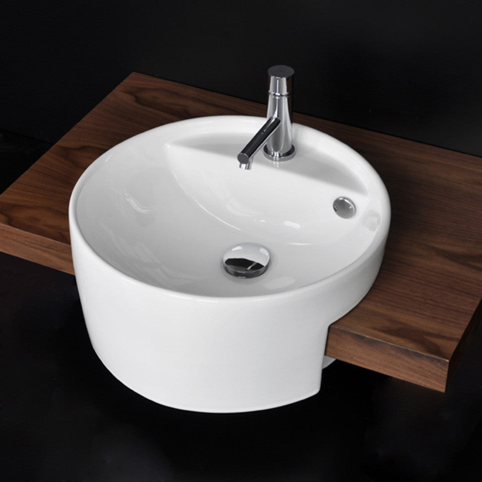 Lacava Twin Set Collection Semi-recessed Porcelain Lavatory, White