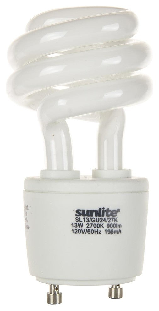10 Pack Sunlite Warm White Spiral Bulb, 13W (60W Eq.), GU24 Base, 10,000 Hrs.