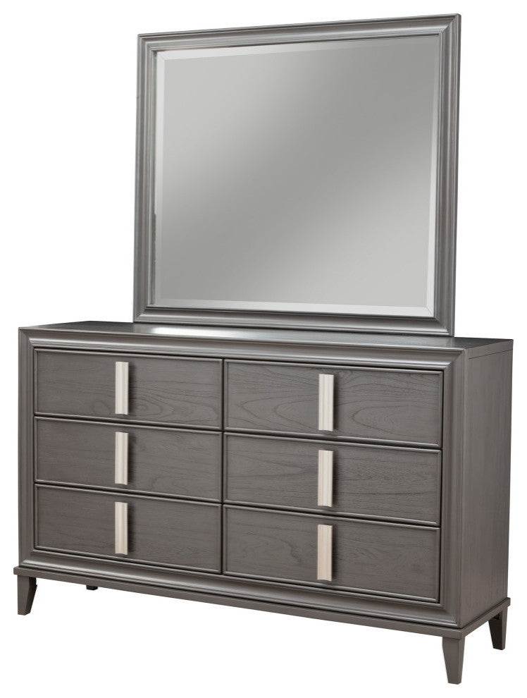Lorraine 6 Drawer Dresser, Dark Grey