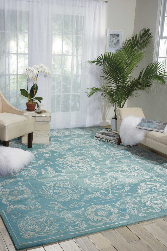 Nourison Opaline OPA12 5'6"x7'5" Aqua Rug