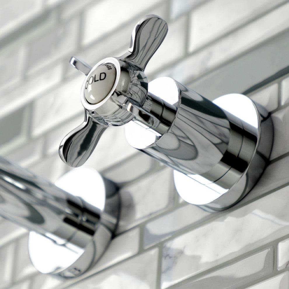 Kingston Brass KS8121BEX 2-Handle 8" Wall Mount Bathroom Faucet, Polished Chrome