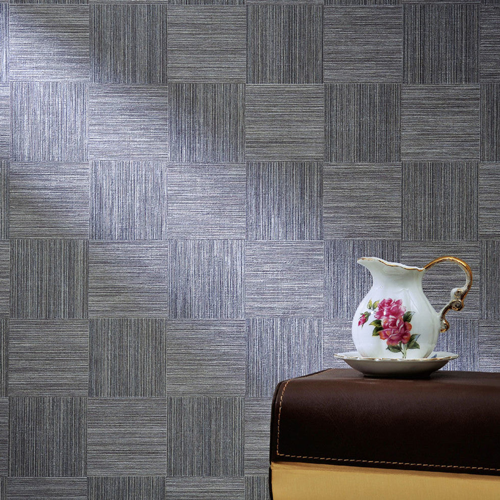 Brown Chequered Embossed Titanic Wallpaper