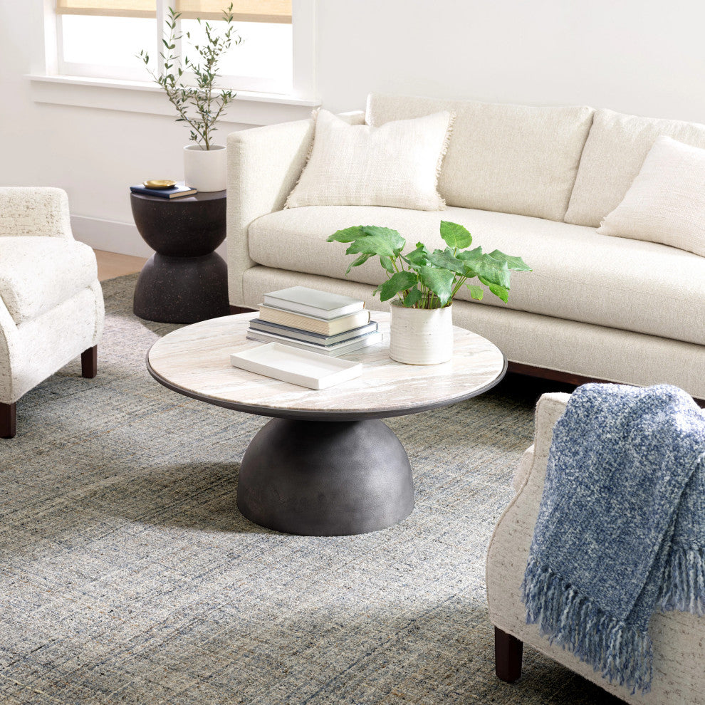 Dash & Albert Harris Blue/Brown Hand Micro Hooked Wool Rug, Blue, 6' x 9'